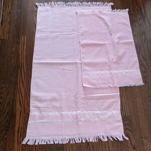 Vintage Cannon Pink Towels with Fringe